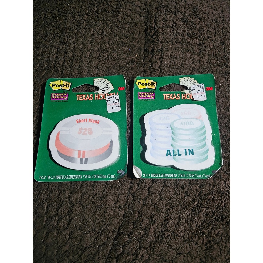 Vintage 3M Post-It Super Sticky Poker Theme Post It Note Pads Sealed NOS